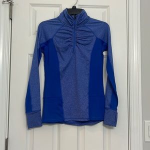 3/4 blue zip up